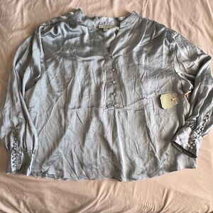 Ryegrass Slate Blue Textured Blouse